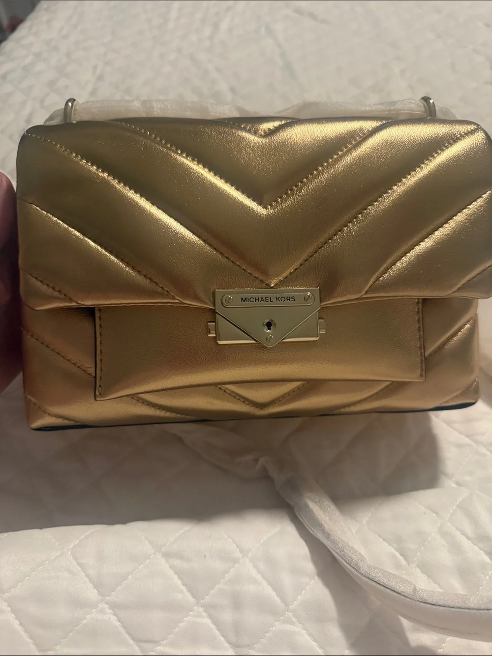 Michael Kors Metallic Gold Quilted Crossbody Bag